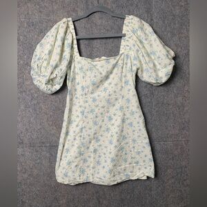 Mable Women Size Medium Floral‎ Print Puff Sleeves Cottagecore Mini Dress